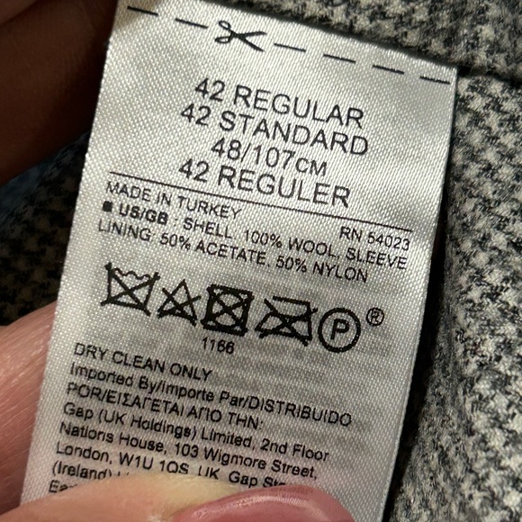 Banana Republic Men’s Slim Fit 42R Wool Grey Houndstooth Sports Coat NWT - Picture 14 of 16